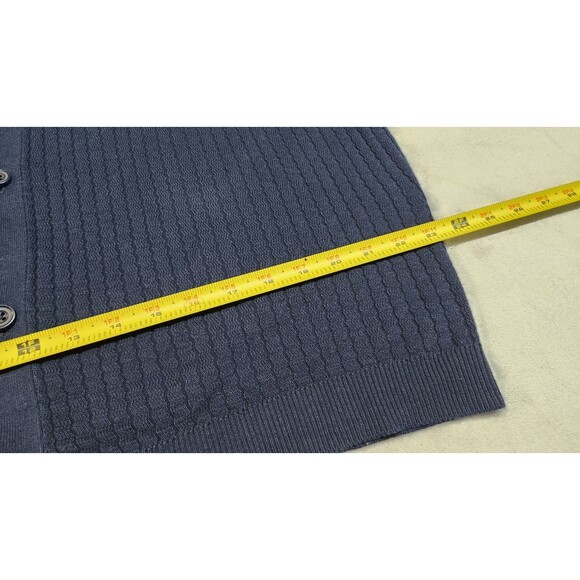 The Commons Men's XL Navy Ribbed Short Sleeve Sweater Button Down Shirt NWT - Picture 10 of 10